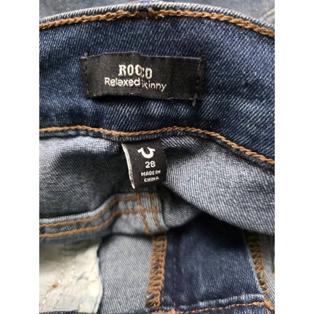 True Religion Ricky SN Flap Straight Jeans Mens 28x32 Dark Woodland Wash 700676